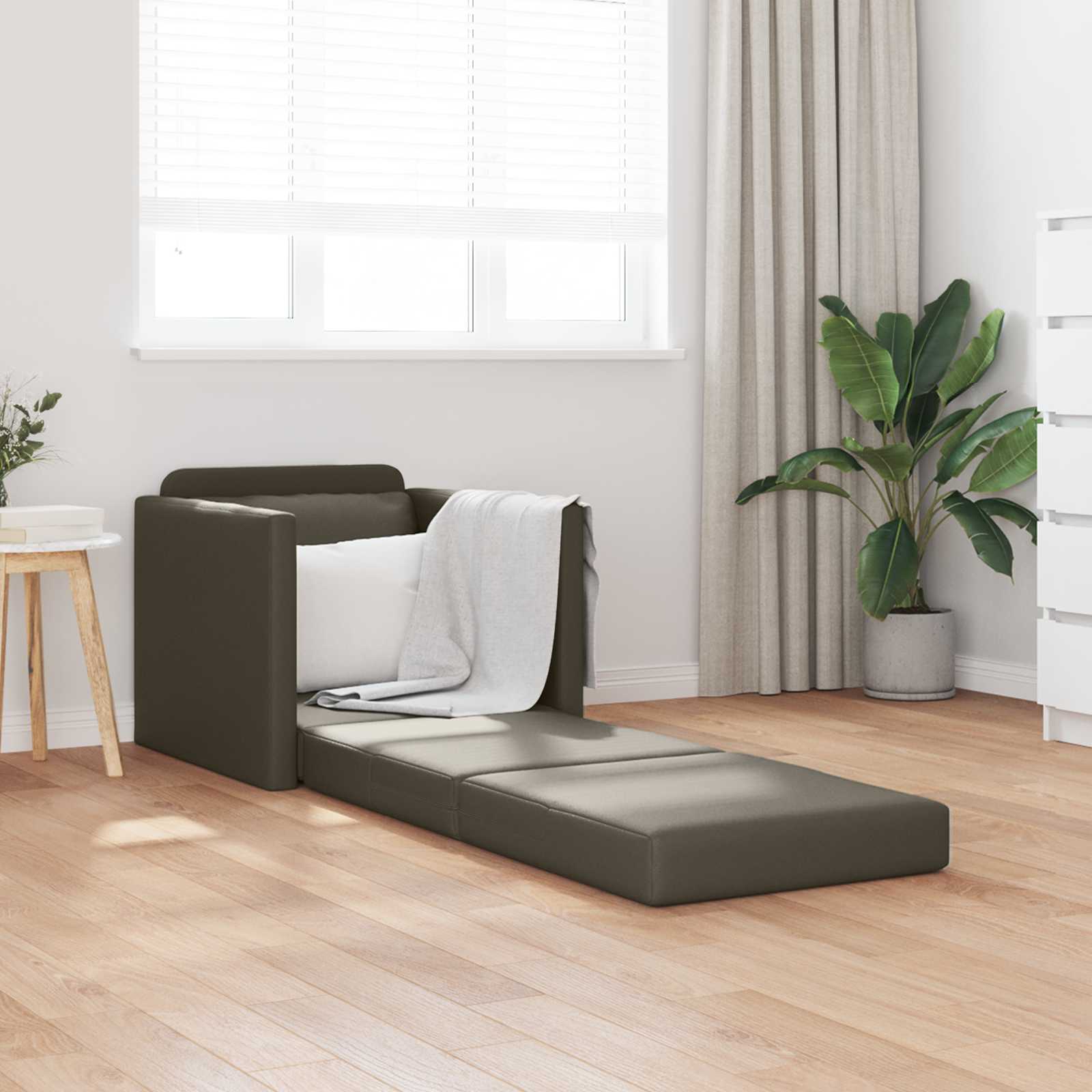 vidaXL Canapé-Lit 60cm Gris Simili cuir