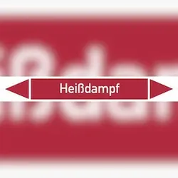 Rohrleitungskennzeichen Heißdampf - 187x26 mm Folie selbstklebend