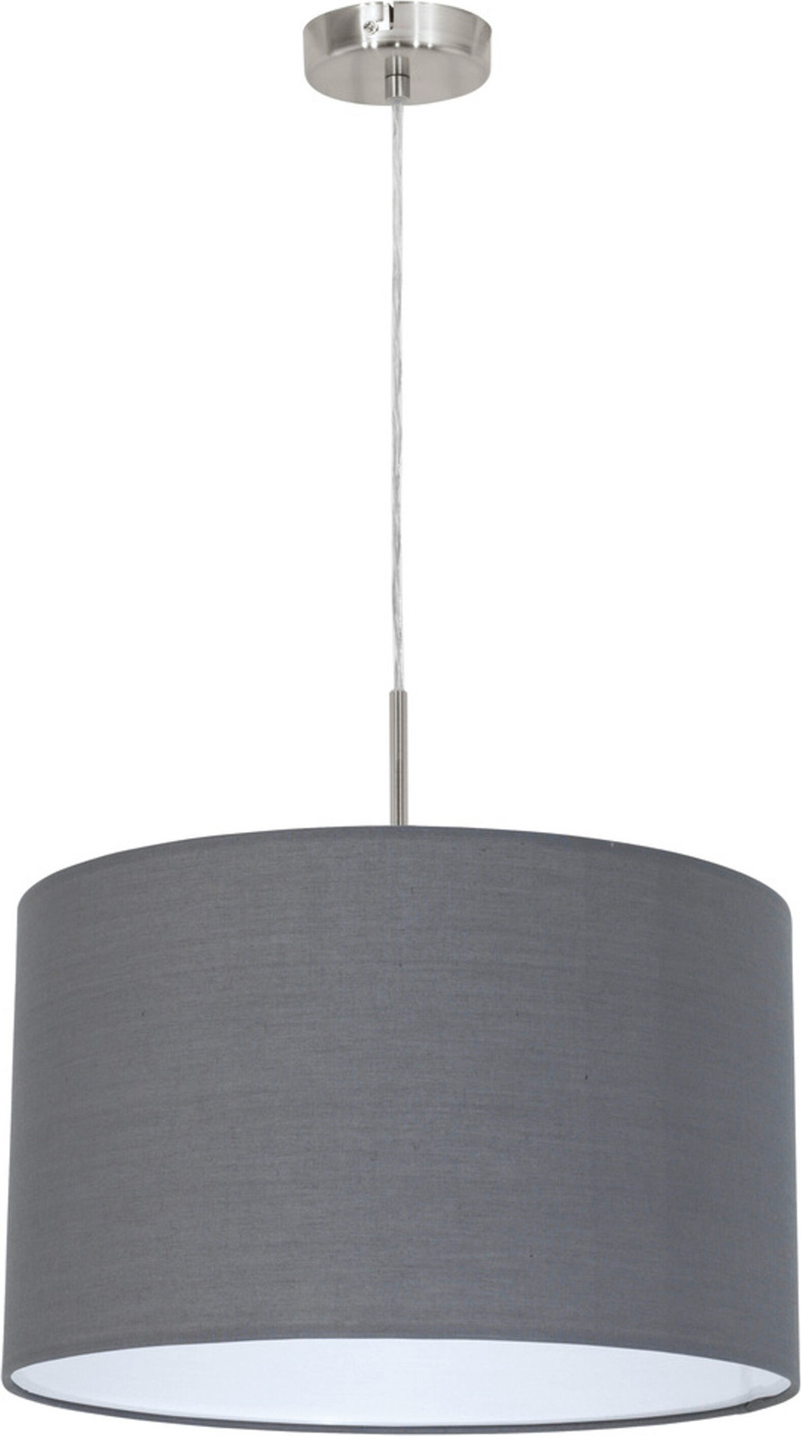 Eglo Pasteri Hanglamp Grijs Zilver Modern met Textiel en Metaal, Diameter: 38 cm