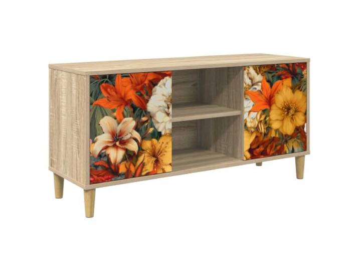 HAQWRDQSG TV-Schrank 102x33x50 cm Sonoma Lowboard mit 2 Türen Stilvolle Ergänzung für Wohnzimmer und Gästezimmer mit dekorativer Front, hoher Bodenfreiheit und robuster Deckplatte.