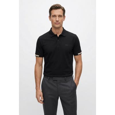 Poloshirt BOSS "Parlay 147", Herren, Gr. M, schwarz 001, Jersey, Obermaterial: 100% Baumwolle, unifarben, regular fit normal, Bündchen, Shirts