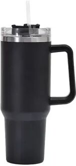 Combo Retail Shop Insulated Tumbler With Handle And Straw, Double Wall Thermal Iced Travel Mug, Car And Outdoor Use black