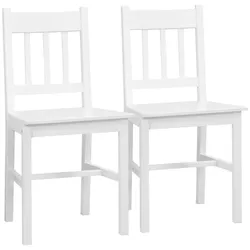HOMCOM Esszimmerstuhl 2er Set Küchenstuhl, Essstuhl mit Rückenlehne, Kiefernholz