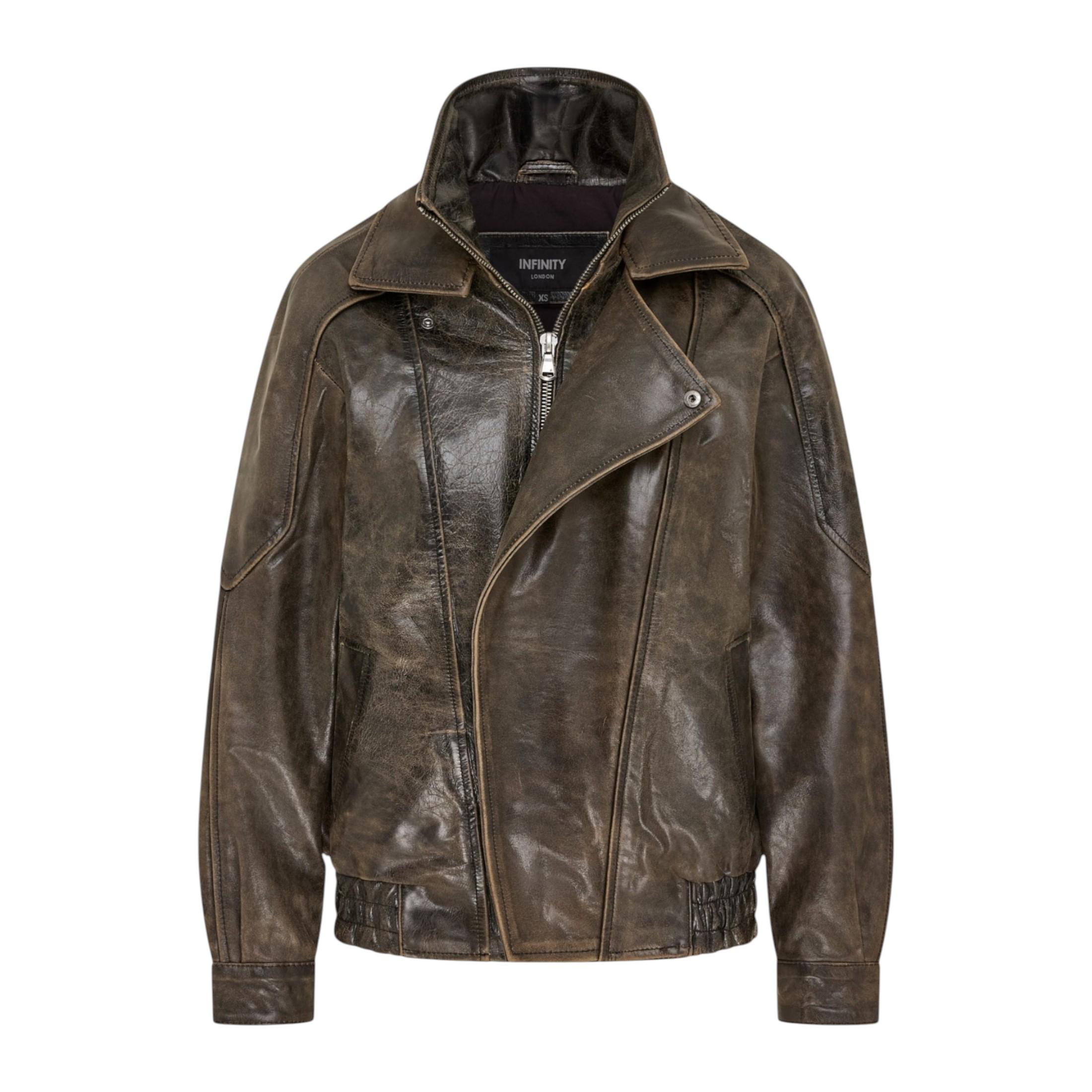 Herren Braune Kuhleder-Biker Blouson-Jacke – Bomber
