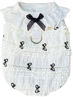 Fusion Finds Cute Dog Dress With Lace Bow & Breathable Puppy Vest For Small Dogs beige xl