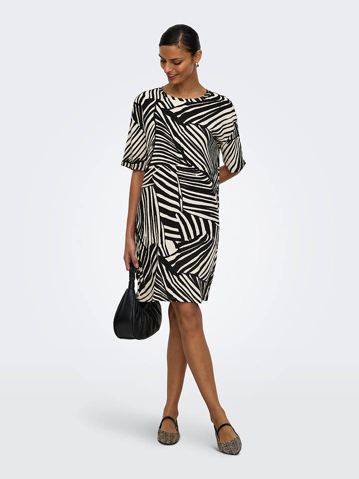 JDY Kleid "Debbie" in Schwarz/ Weiß - L