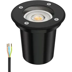 ledscom.de Bodeneinbauleuchte BOLI für außen, IP67, schwarz, rund, 108mm Ø inkl. LED Lampe 468lm warmweiß