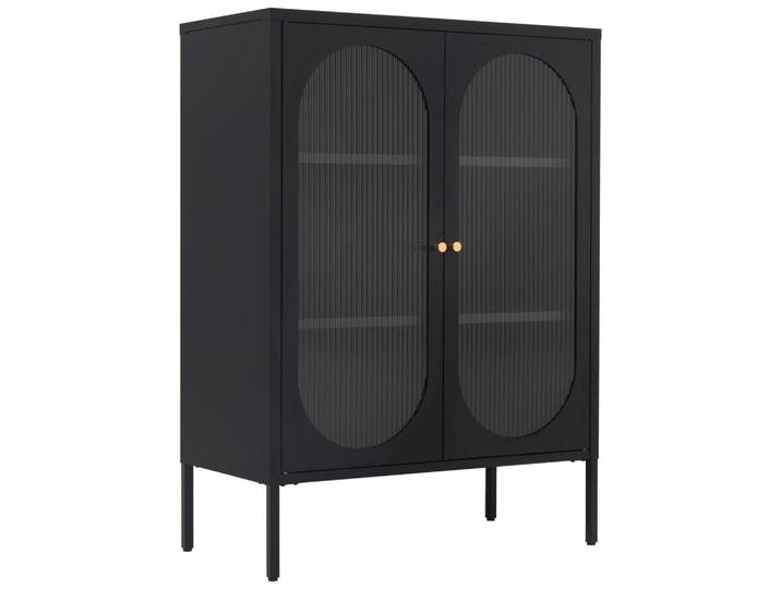 Mid.you Vitrine, Schwarz, Metall, Glas, 2 Fächer, 80x110x40 cm, Wohnzimmer, Wohnwände, Vitrinenschränke
