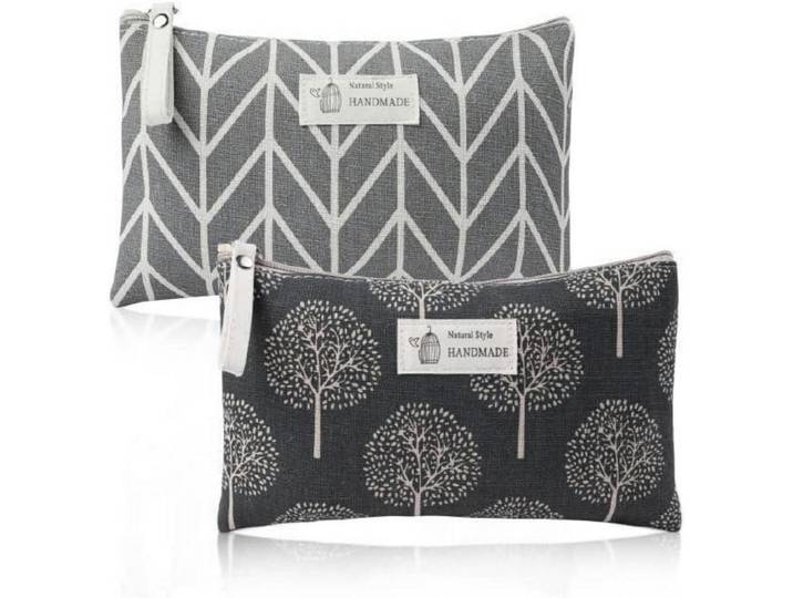 Kulturbeutel 2-teiliges Set Segeltuch, Mehrfarbig, 18.5x2x26 cm, Badaccessoires, Kosmetikdosen