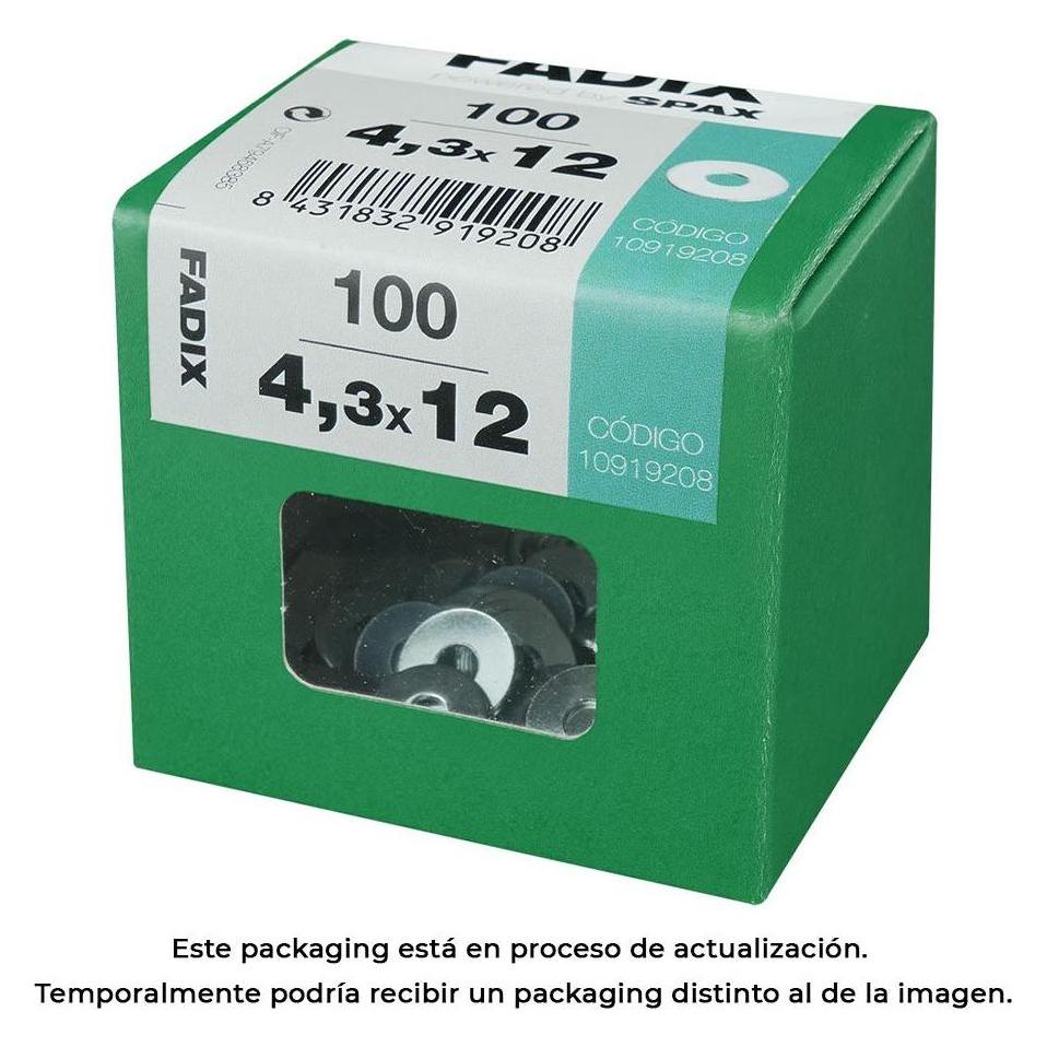 Fadix Schachtel l 100 Stück. breite Zink-Unterlegscheibe 4,3x12mm (49432214)