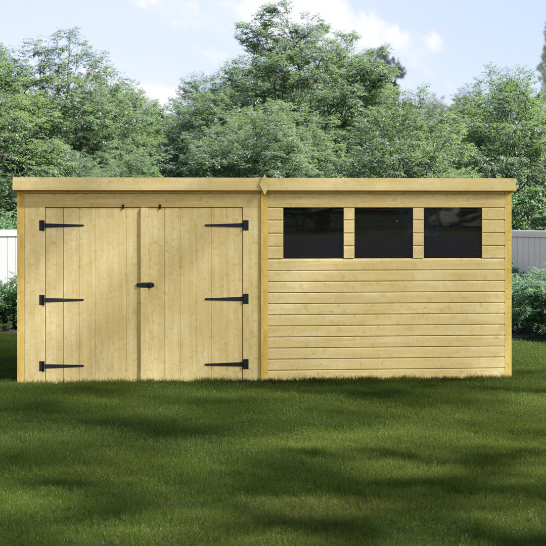 Empire Sheds Ltd Shiplap Pent Wooden Shed Natural 12ft. W x 8ft. D
