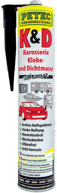 PETEC K+D Mastic colle et étanchéité carrosserie, noir, 310 ml (94730)