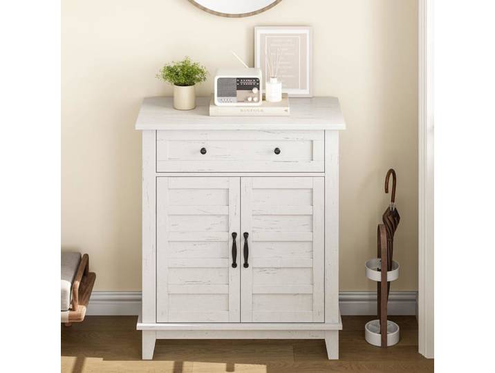 Buffet moderne étagère réglable 3 niveaux 7 vitesses tiroir cuisine salle bain entrée blanc