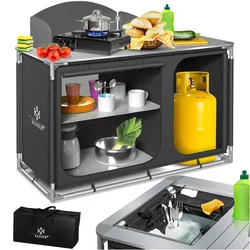 KESSER® Campingküche inkl. Tragetasche Mobile Outdoor Küche mit Aluminiumgestell Campingschrank Küchenbox Faltbare Reiseküche für Camping und Outdoor Modell wählbar