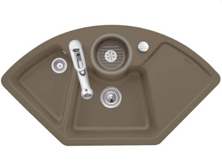 Villeroy & Boch Solo Eck Timber Keramikspüle Braun Küche Becken Eckeinbau Spüle