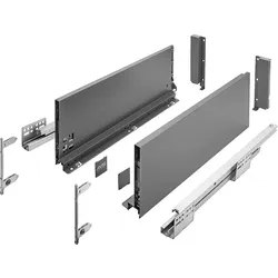 MS Beschläge Schubkasten Set Schubladensystem Schubladenauszug Anthrazit Dämpfung 500mm 168mm