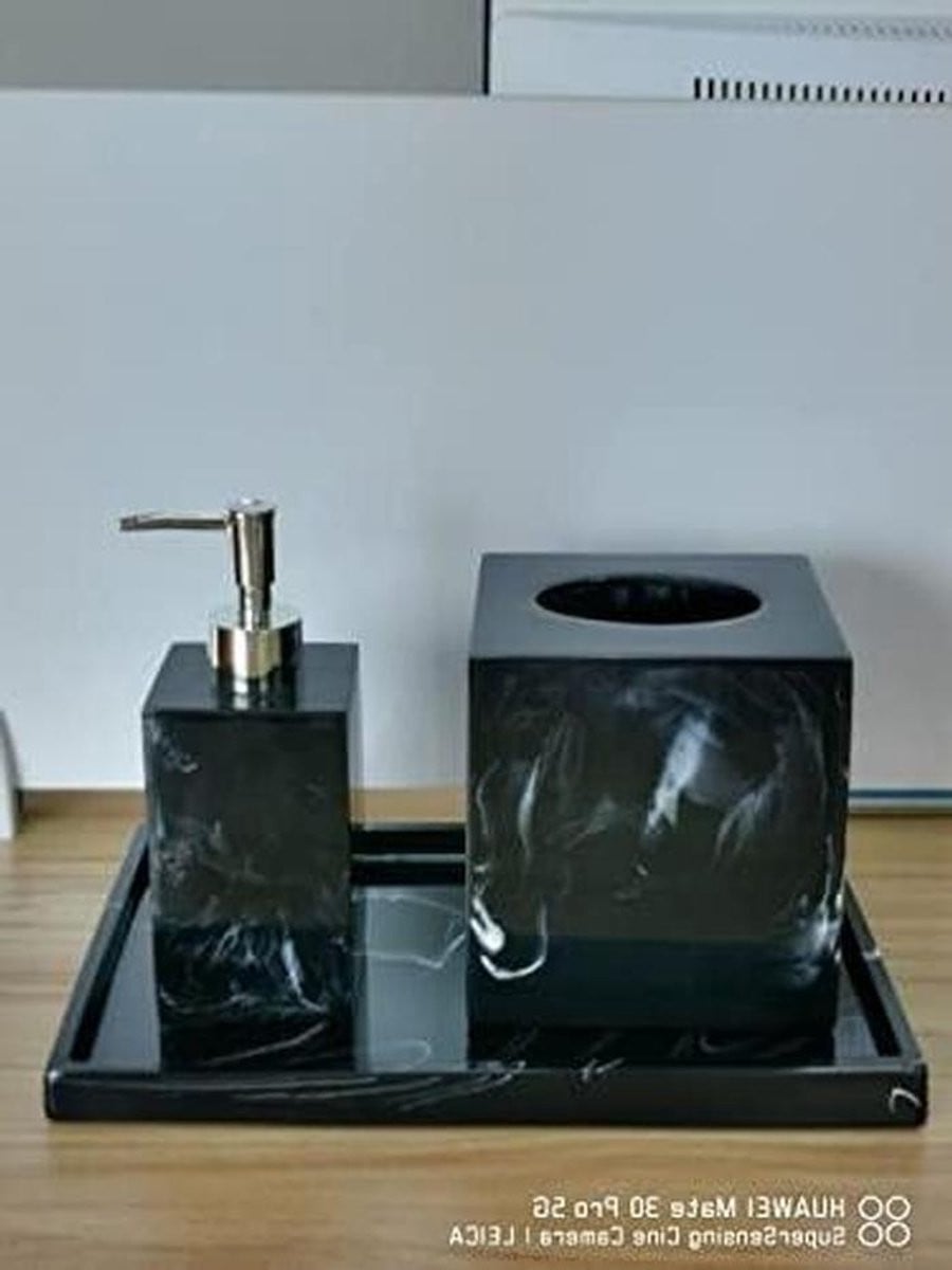 Set van 3 Hars Dienbladen met Imitatie Marmer voor Badkamer Organisatie en Decoratie