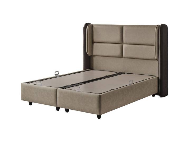 Villa Möbel Boxspringbett Angel (Bett (ohne Matratze), Liegefläche:140x200), Markantes Bett mit Stauraum und ruhiger Schlafzimmerwirkung