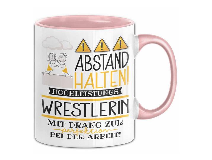 Trendation Tasse Wrestlerin Tasse Geschenk Lustig Abstand Halten Hochleistungs-Wrestl