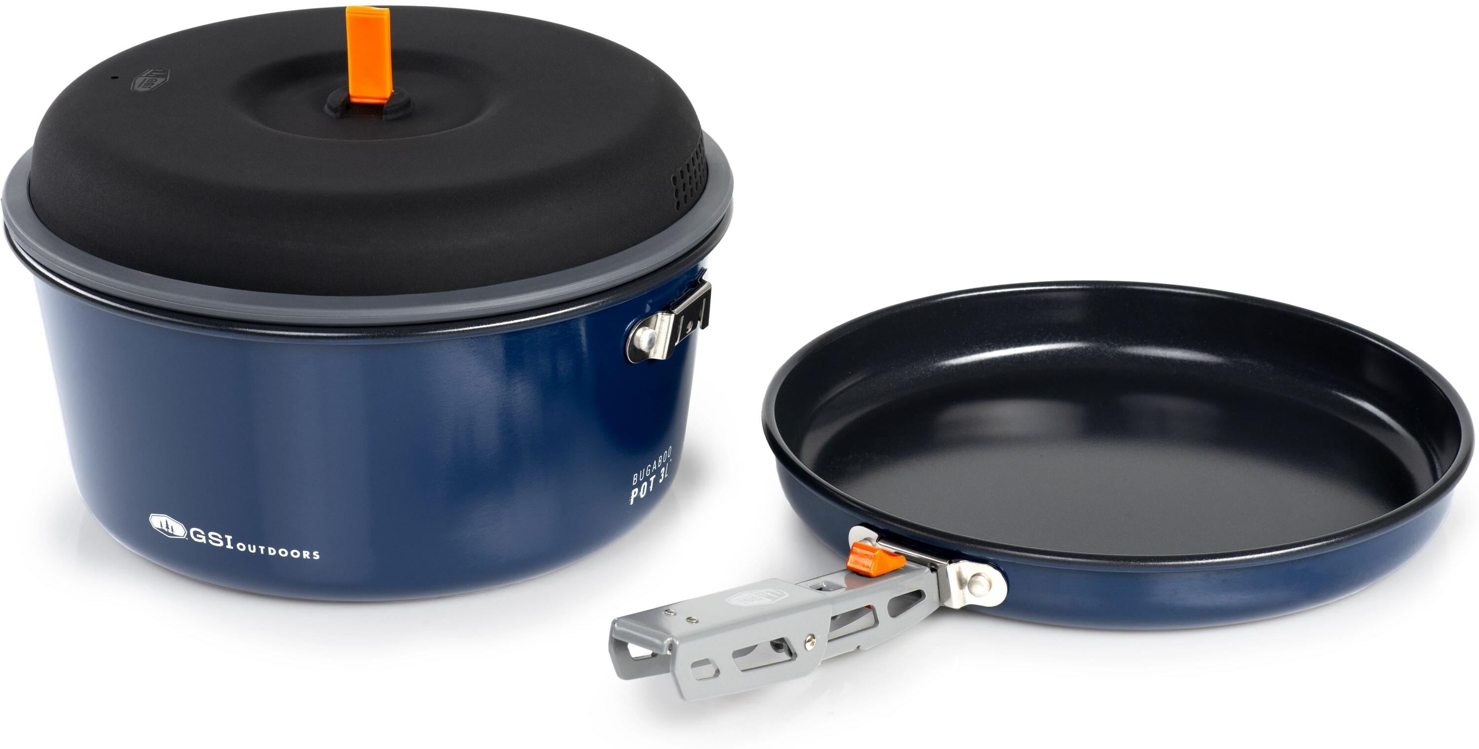 Topf-Set GSI OUTDOORS "GSI Bugaboo Ceramic 3 l Cookset", blau (blau, schwarz), Töpfe, Topf-Set, Outdoor-Kochgeschirr blau, schwarz Einheitsgröße