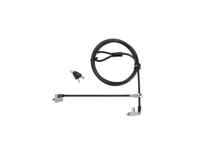 Kensington Câble de sécurité N17 2.0 à deux verrous à clé pour encoches Wedge, Kensington, Clé, Acier, Noir, Argent K60508WW