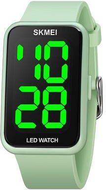 Everyday Crate SKMEI 1873 LED Electronic Watch 50M Waterproof Sports Watch With PU Strap And Calendar light Green