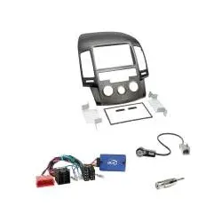 Hyundai i30 ab 2009 mit manueller Klima Einbauset 2-DIN Radioblende schwarz +...