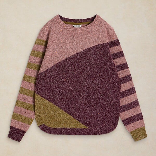 White Stuff Talia Nep Abstract Jumper Plum Multi
