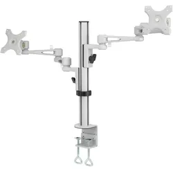 SpeaKa Professional Dual Monitor-Tischhalterung mit C-Klemme (Tisch, 27", 10 kg), Monitor Halterung, Grau