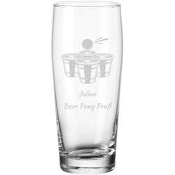 Gravur Willi Becher Bierglas Helles-Glas 0,5 l mit Eichung - Beer Pong