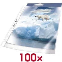 Durable Prospekthüllen A4 genarbt - 100 Stück transparent