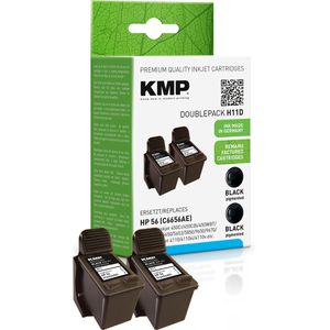 KMP kompatibel für HP 56 C6656AE C9502AE 2x schwarz  H11D Druckerpatrone, 2 Stück