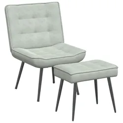 vidaXL Relaxsessel mit Hocker Hellgrau Samt