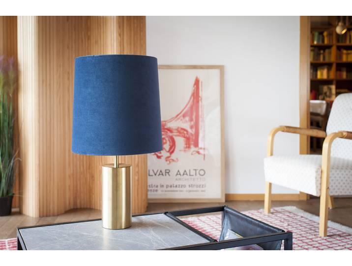 Lampe et abat-jour velours Sarhita