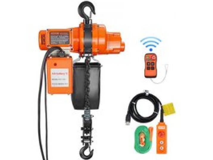 VEVOR Elektrischer Kettenzug, 998 kg Tragkraft, 6 m Hubhöhe, 11.500 U/min, Hebezug mit Kette, 100 m kabellose und 4,5 m kabelgebundene Fernbedienung, Seilwinde für Garage, Werkstatt und Zuhause