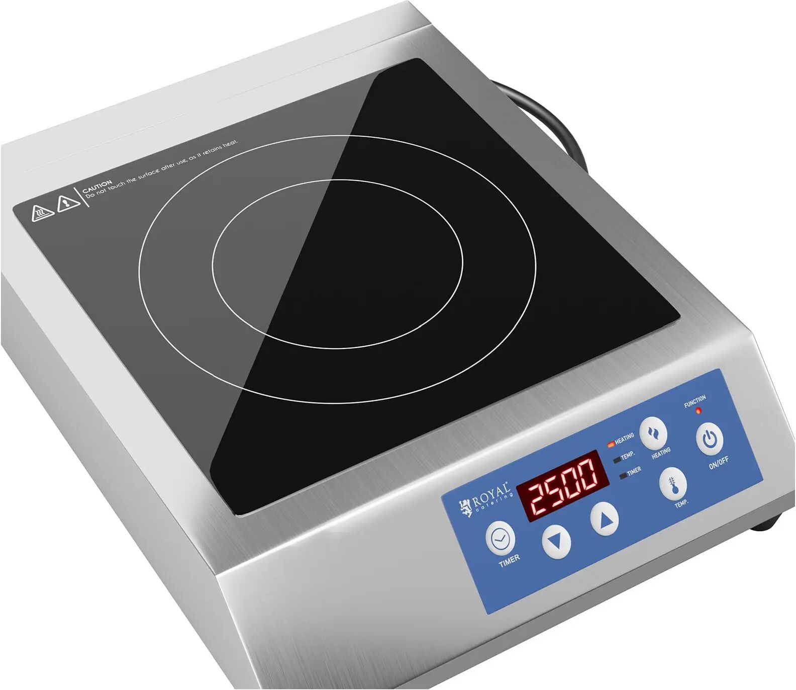 Induktionsplatte - 3500 W - 25 cm - 240 °C - Timer - Royal Catering RCIK-3500CG