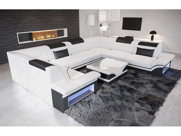 Mini Sofa Brianza U-Form aus Leder