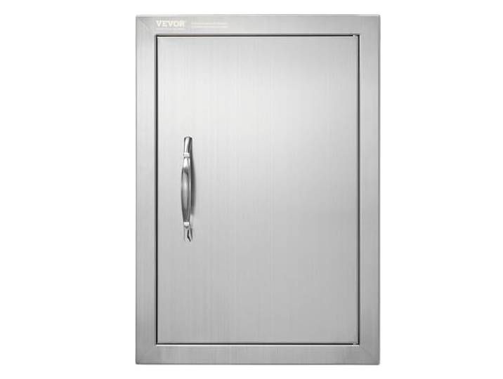 VEVOR Porte d'Accès pour Barbecue\, Simple Porte de Cuisine Extérieure 355x508x46 mm\, Porte Encastrée en Acier Inoxydable Réversible\, avec Poignée\, pour Îlot de Barbecue\, Placard Extérieure\, Jardin