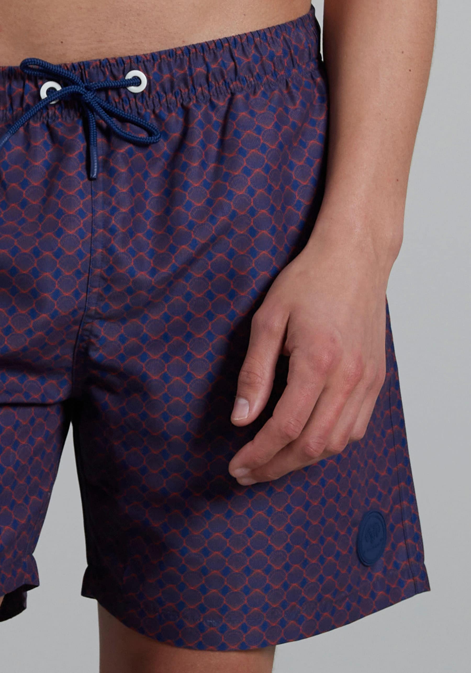 Badeshorts CECEBA, Herren, Gr. 8 (XXL), N-Gr, blau (blau, dunkel, allover), Obermaterial: 100% Polyester. Innenslip: 100% Polyester, gemustert, Badehosen Badeshorts, mit tollem Print für warme Sommertage, bequem, schnelltrocknend blau, dunkel, allover 8 (