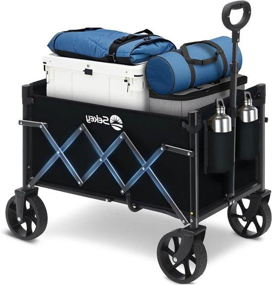 Opvouwbare Bolderkar met Rem - Antraciet - 70 Liter