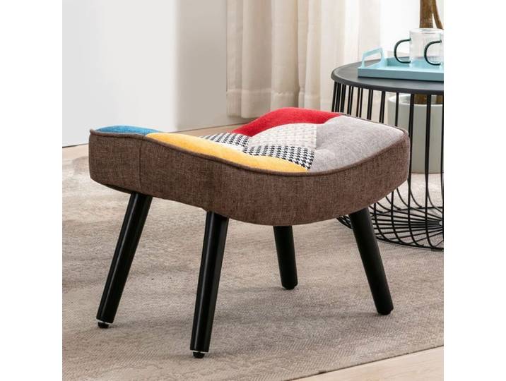 Pouf Repose-Pieds Patchwork pour Fauteuil Tabouret Décoratif Chaise Salon Fauteuil à Oreilles