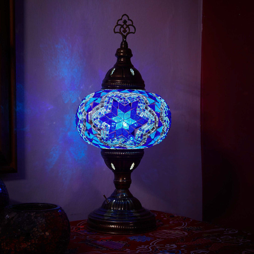 Latitude Vive Karlie Metal Table Lamp Blue 30cm H X 17cm W X 17cm D