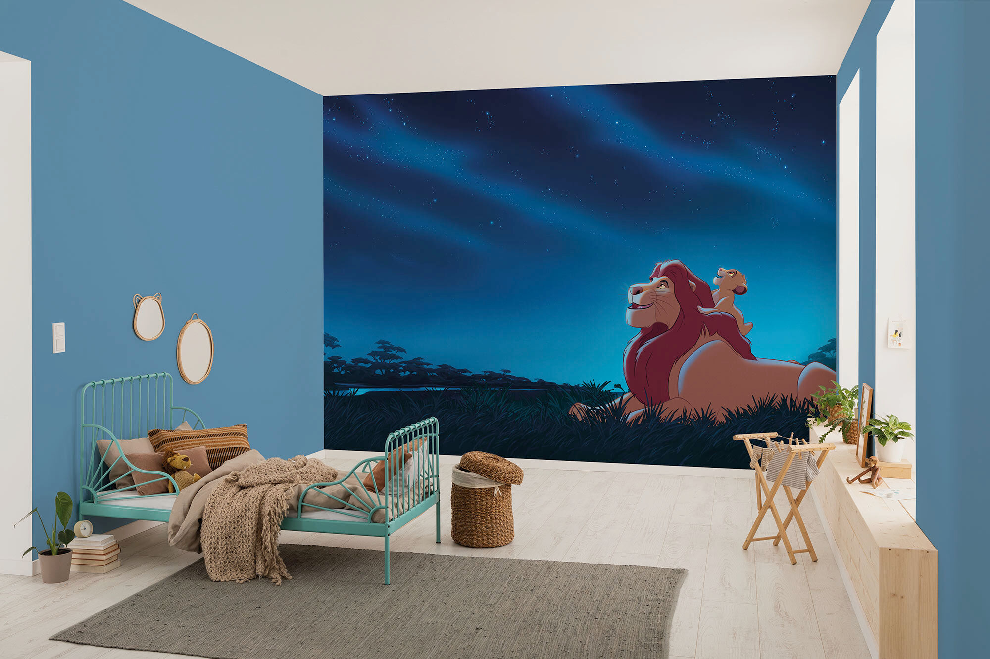 Kindertapete KOMAR "Disney The Lion King Stargazing", blau, B:350m H:250m, Vlies, Tapeten, Kindertapete blau B/L: 350m, Rollen: 1
