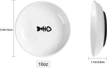 Inspire Curations Elevated Ceramic Pet Feeding Bowl With Non Slip Silicone Base with Black Silicone