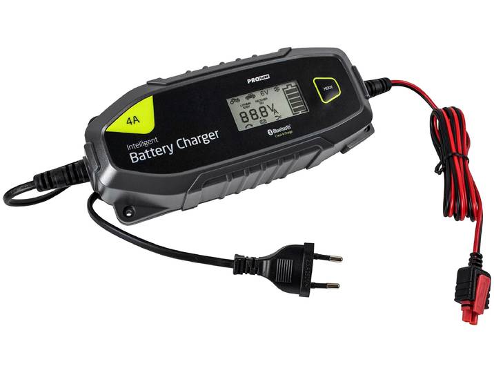 Autobatterie-Ladegerät PROUSER Mikroprozessor-Batterie-Ladegerät IBC4000B , schwarz, B:5,5cm H:18,5cm T:34,5cm, Kunststoff, Ladegeräte, Autobatterie-Ladegerät, Pro-User 16636, mit Bluetooth