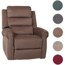 Fernsehsessel HWC-K63, Relaxsessel, Liegefunktion Aufstehhilfe Massage Heizfunktion, Stoff 220g/m2 Chenille ~ braun