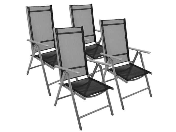 Gartenstuhl VCM 4er Set Gartenstuhl klappbar Klappsessel Alu , schwarz, Obermaterial: 100% Metall MT., Stühle, Gartenstuhl
