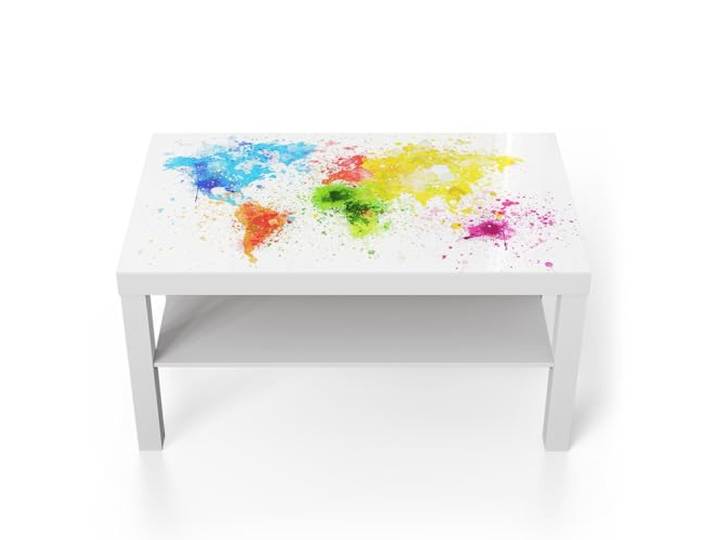 DEQORI Glastisch weiß groß 90x50 cm Motiv Farben der Welt ausgefallener Beistelltisch aus Glas Hochglanz Couchtisch fürs Wohnzimmer moderner Couch Tisch mit Design