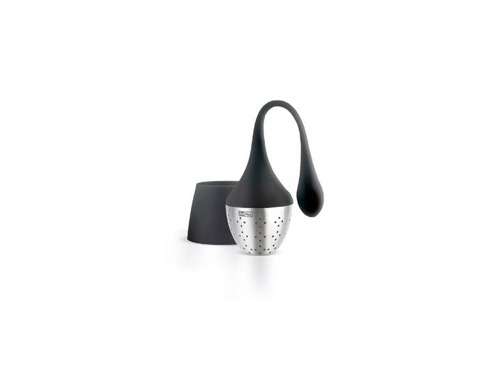 Teesieb ADHOC Hangtea TE52 Schwarz/Silber , schwarz (schwarz, silberfarben), B:4cm H:11,5cm, Edelstahl, Küchensiebe, Teesieb