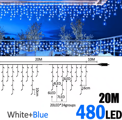 Inspire Curations 20M 480 LED Waterproof Icicle Curtain Lights btd 20m480b cwbu au Plug